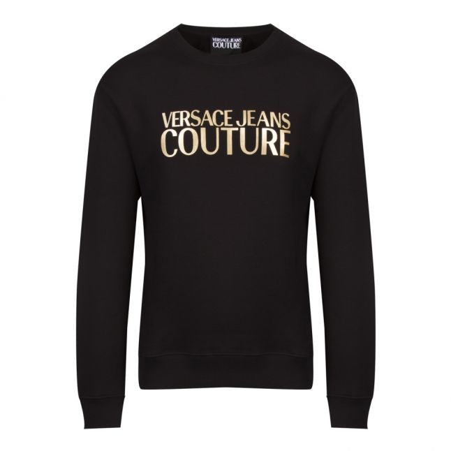 Mens Black/Gold Metallic Logo Crew Sweat Top