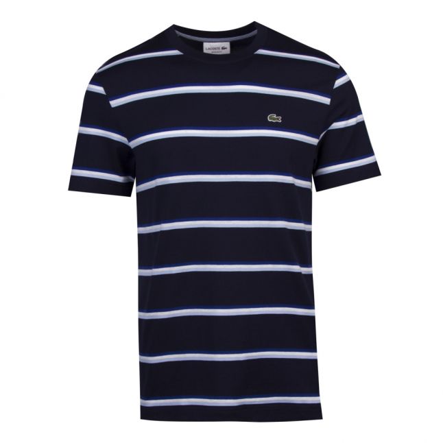 Mens Navy/Blue Multi Stripe Regular Fit S/s T Shirt