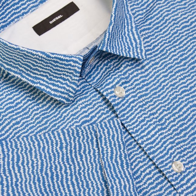 Mens Blue S-Venety Print S/s Shirt