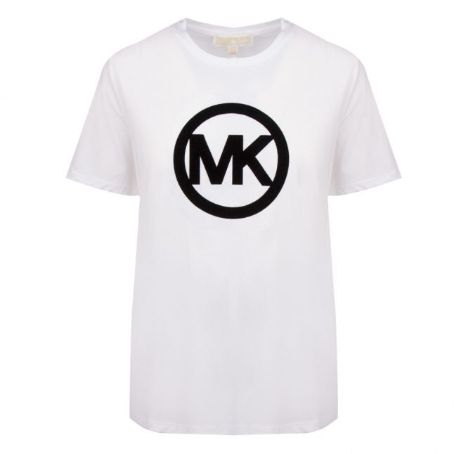 Womens White Circle Flock Logo S/s T Shirt