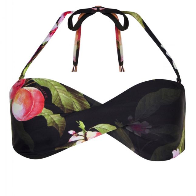 Womens Black Twinzii Peach Blossom Bikini Top