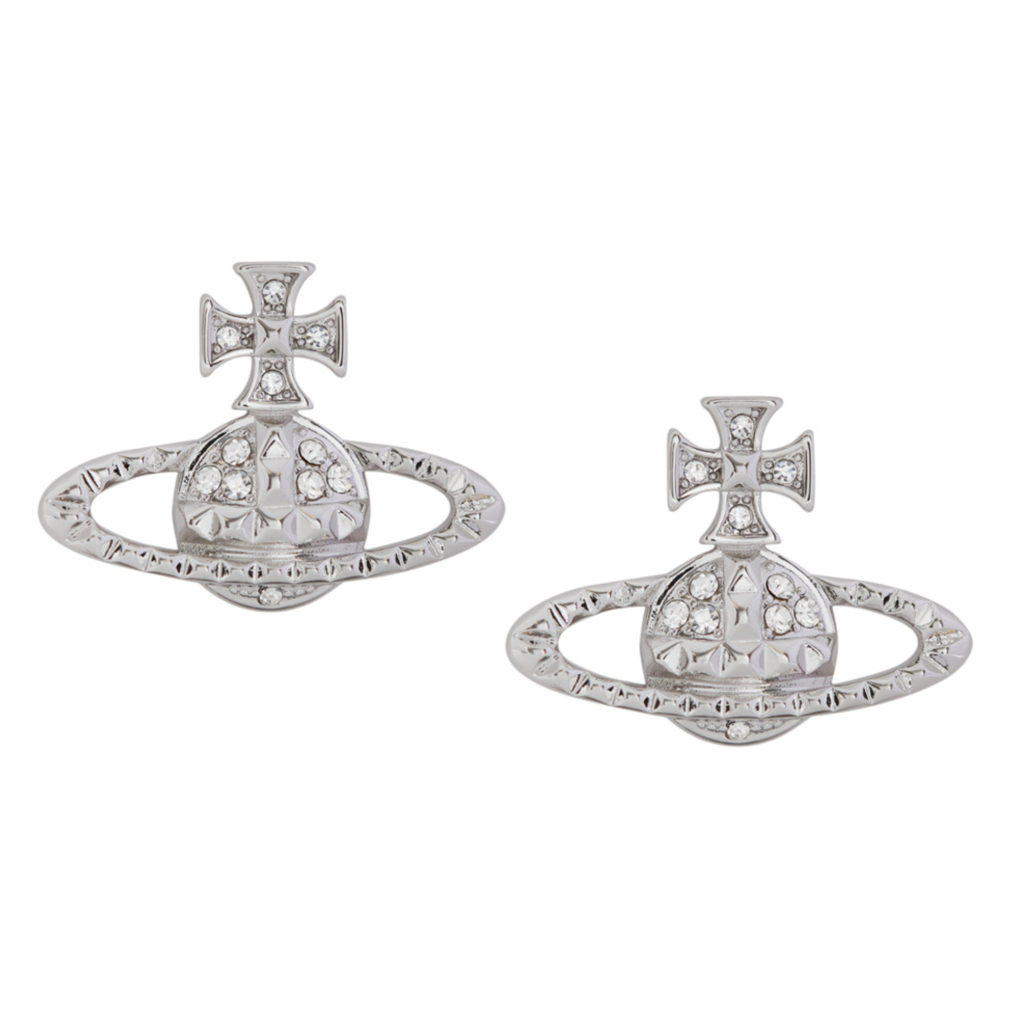 Vivienne Westwood Rhodium/Crystal Mayfair Bas Relief Earrings