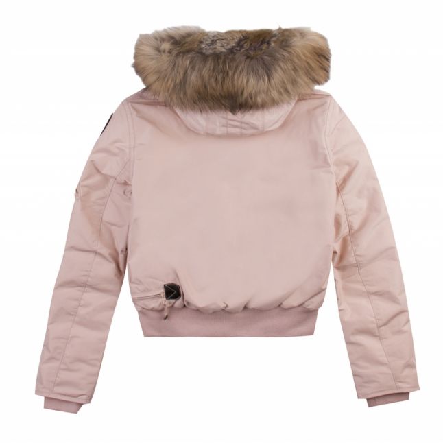 Girls Powder Pink Gobi Down Fur Hooded Jacket