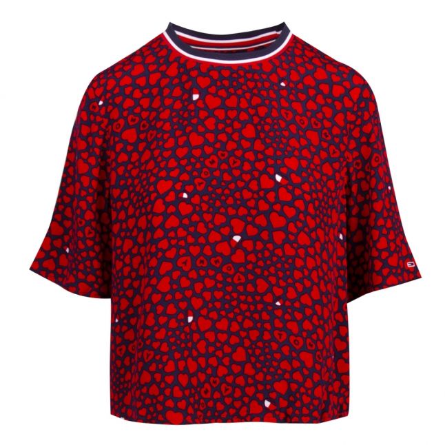 Womens Red Heart Print S/s T Shirt