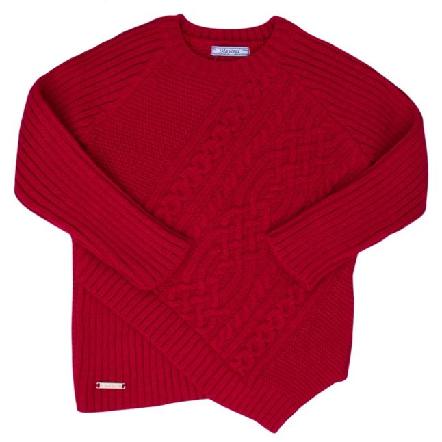 Girls Maroon Cable Knit Jumper