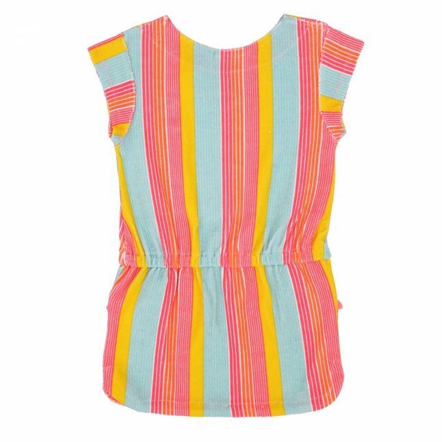 Girls Pink Multi Glitter Stripe Beach Dress