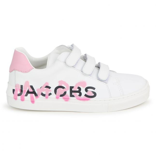 Girls White Graffiti Logo Trainers