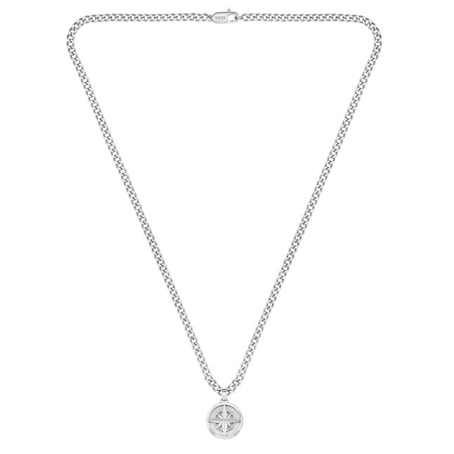 Mens Stainless Steel North Coin Necklace