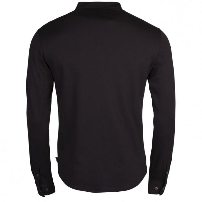 Mens Black Slim Collar Slim L/s Shirt