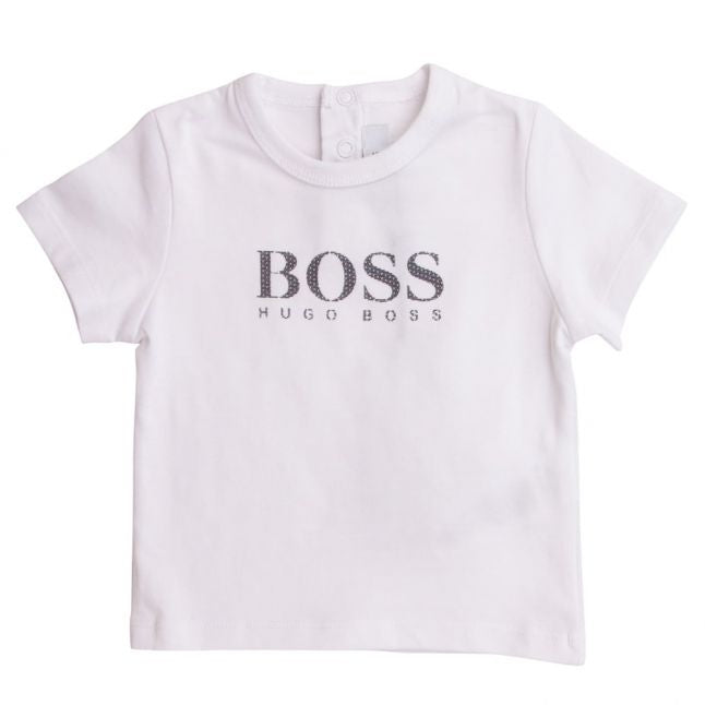 Boss Boys Blanc Big Logo S/s Tee Shirt