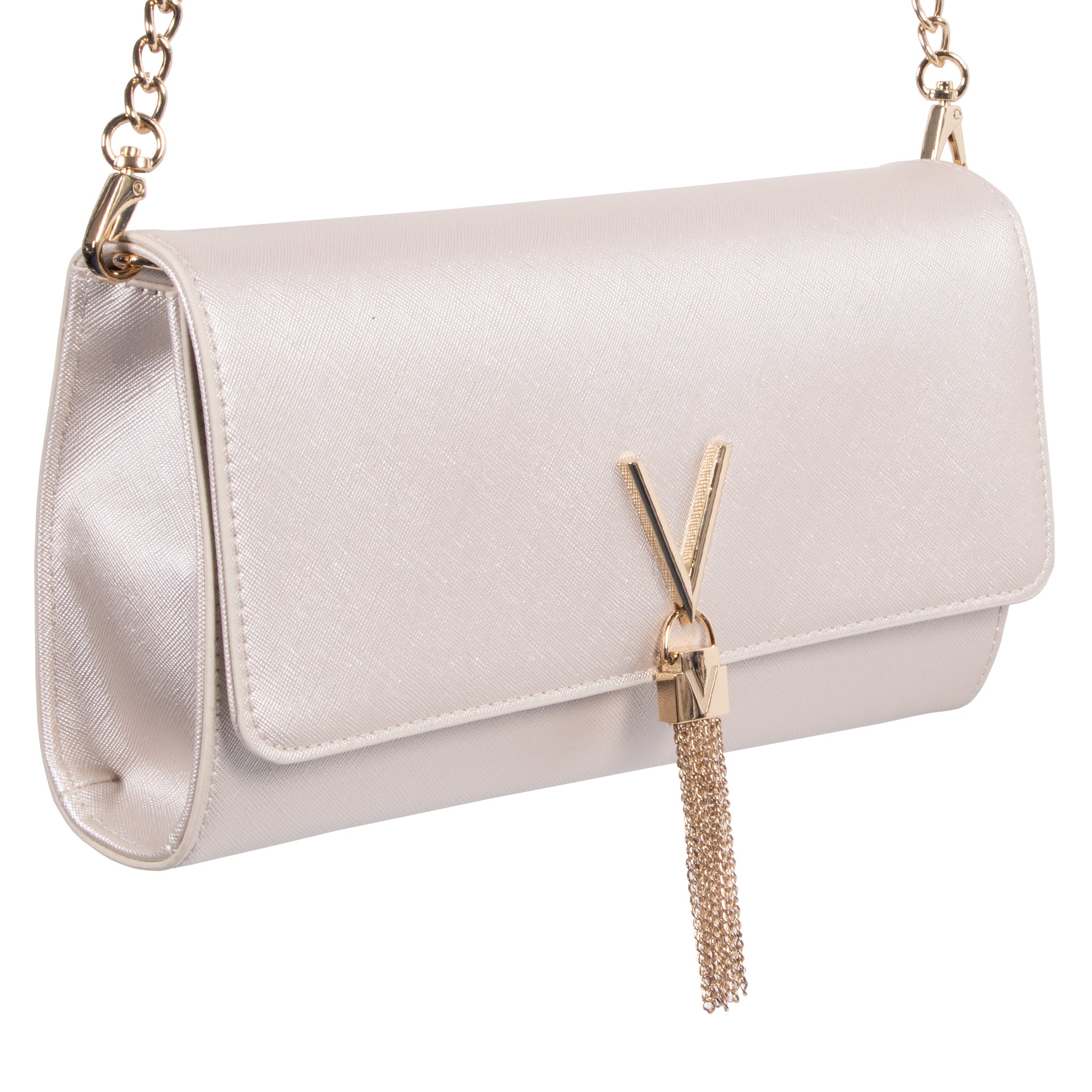 Womens Valentino Platino Divina SA Tassel Clutch