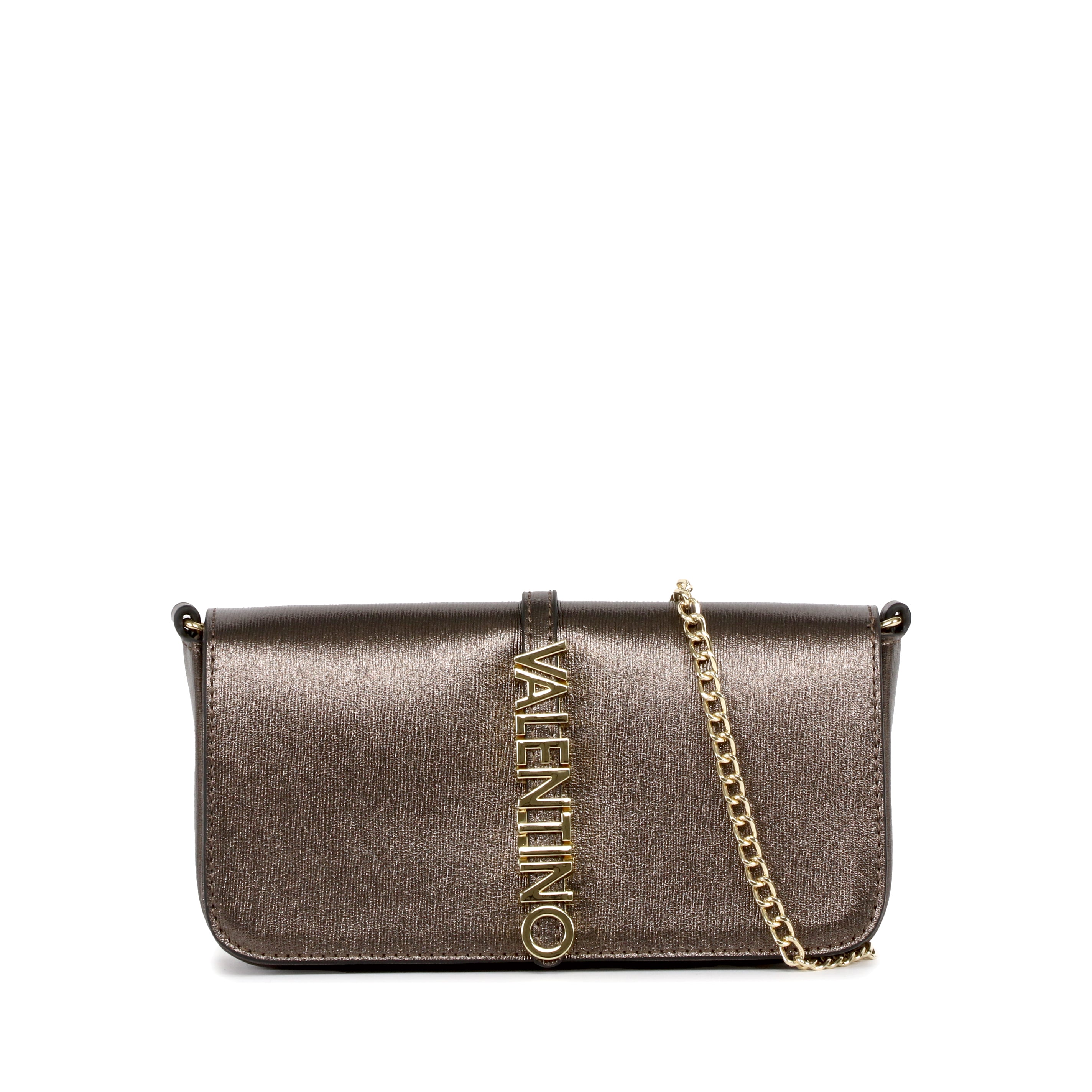 Womens	Valentino Bronze Materia Flap Clutch