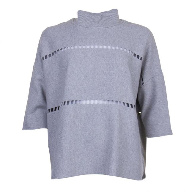 Womens Light Grey Melange Milano Mozart High Neck Knitted Jumper