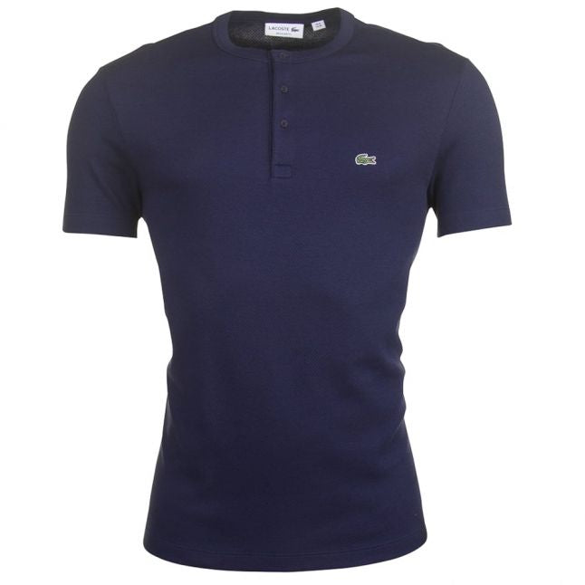 Mens Navy Grandad Regular Fit S/s Tee Shirt