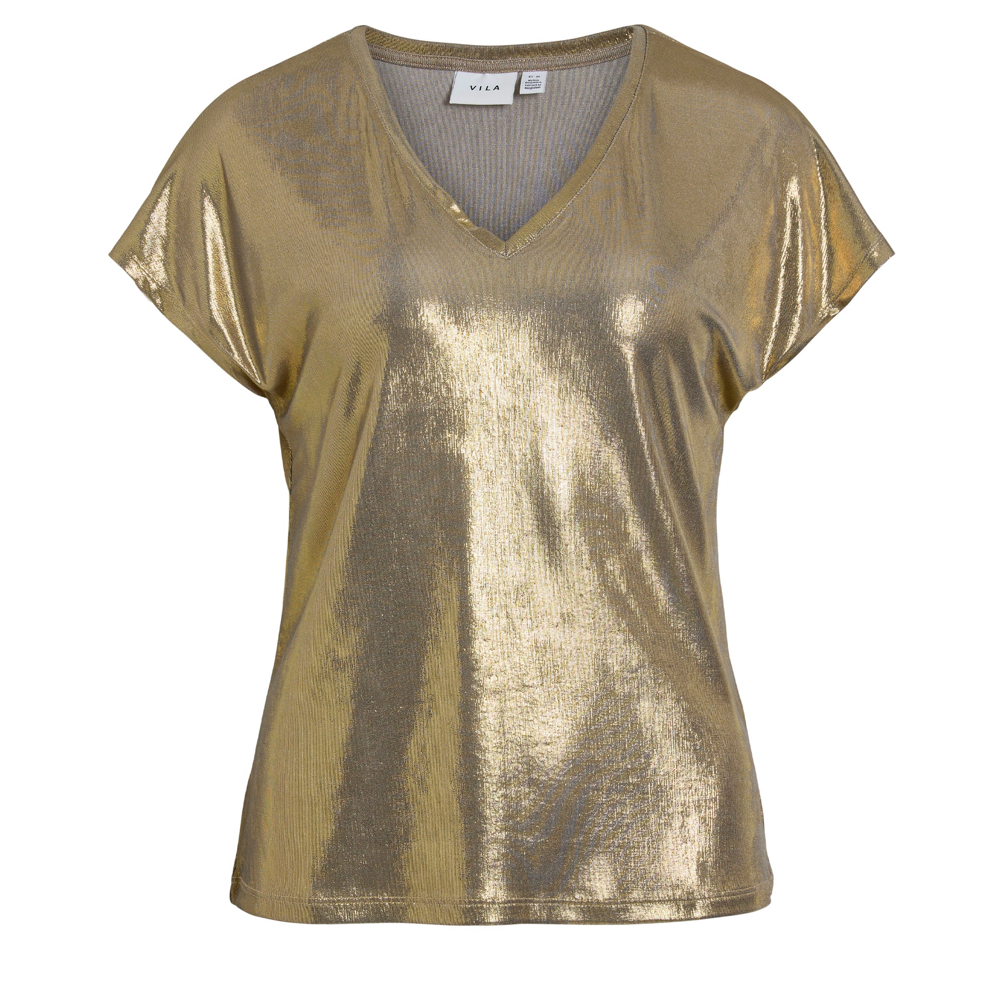 Womens Vila Gold Vigalan V Neck S/s T Shirt