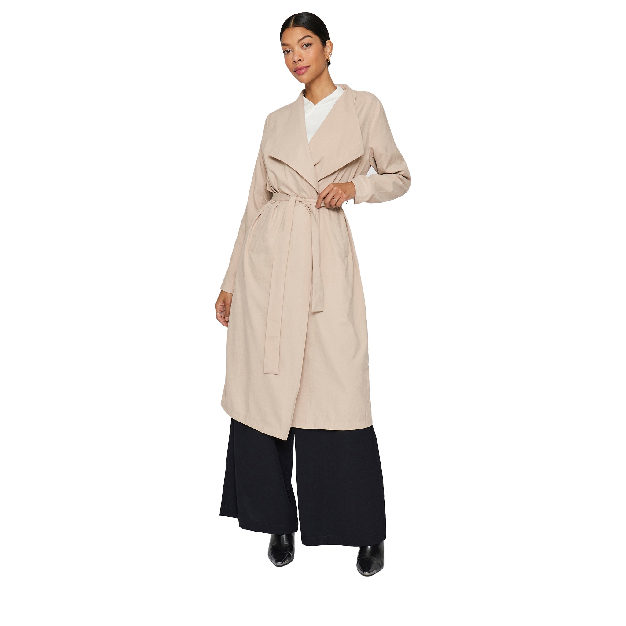 Womens Vila Feather Grey Vilanni Long Trenchcoat