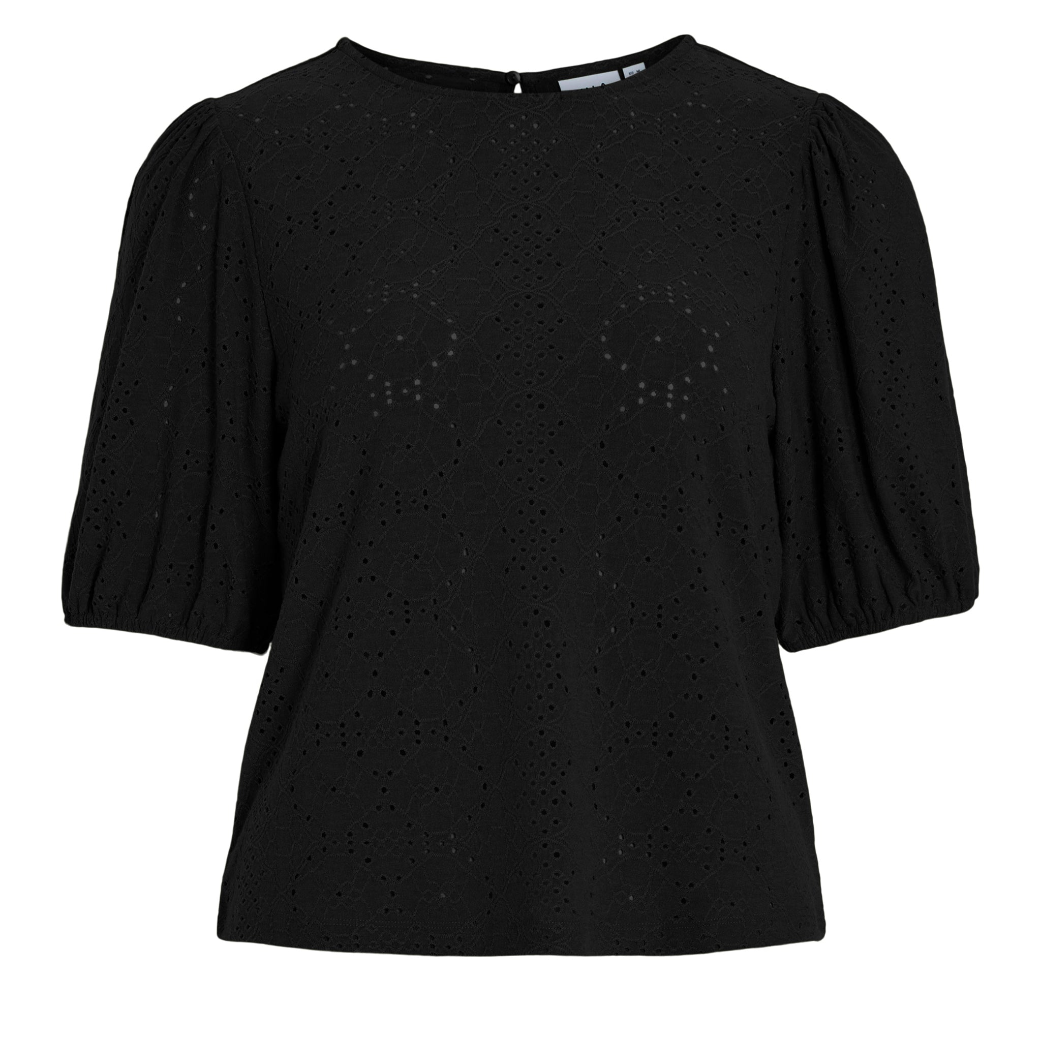 Womens Vila Black Beauty Vikally 2/4 Sleeve Top