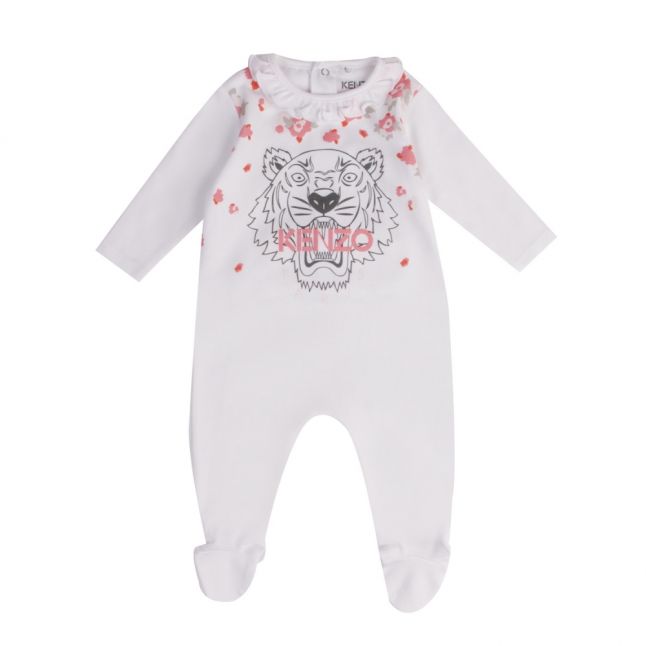 Baby Optic White Tiger Frill Babygrow