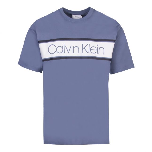 Mens Coronet Blue Text Stripe Logo S/s T Shirt