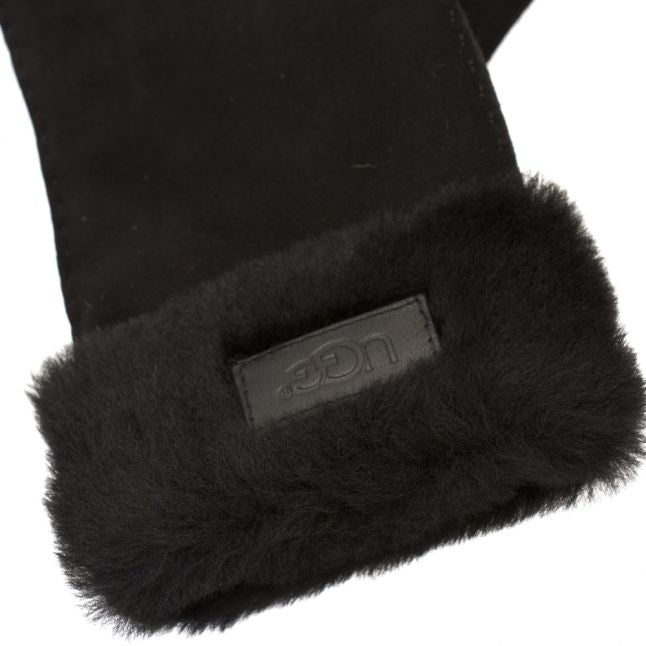 Womens Black Sheepskin Turn Cuff Gloves