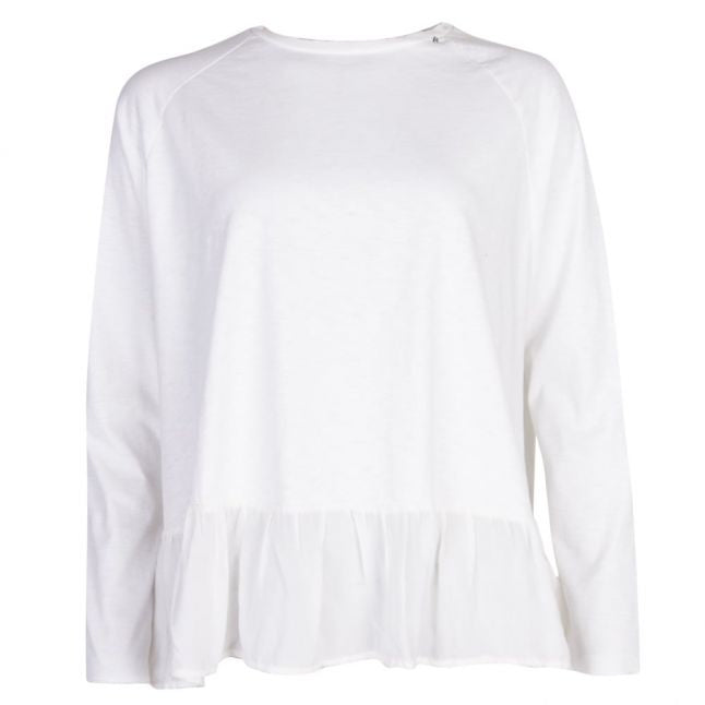 Womens Off White Oversized Frill Top