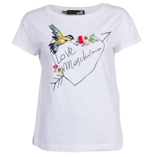 Womens White Bird Heart Tee Shirt