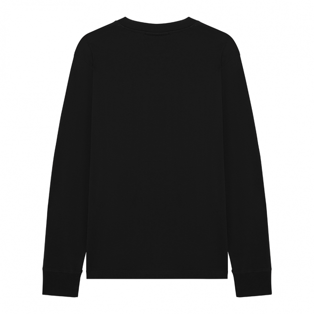 Mens Jet Black Logo Print L/s T Shirt