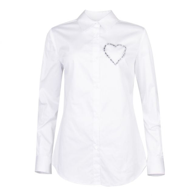 Womens Optical White Heart Slim L/s Shirt