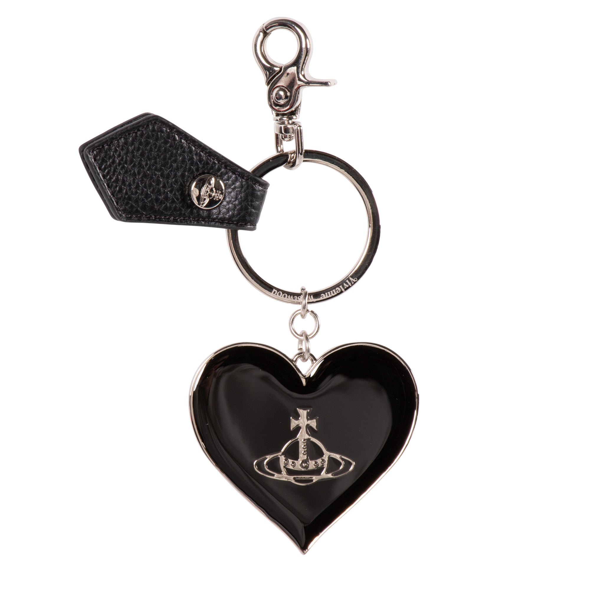 Womens	Vivienne Westwood Black Mirror Heart Orb Keyring