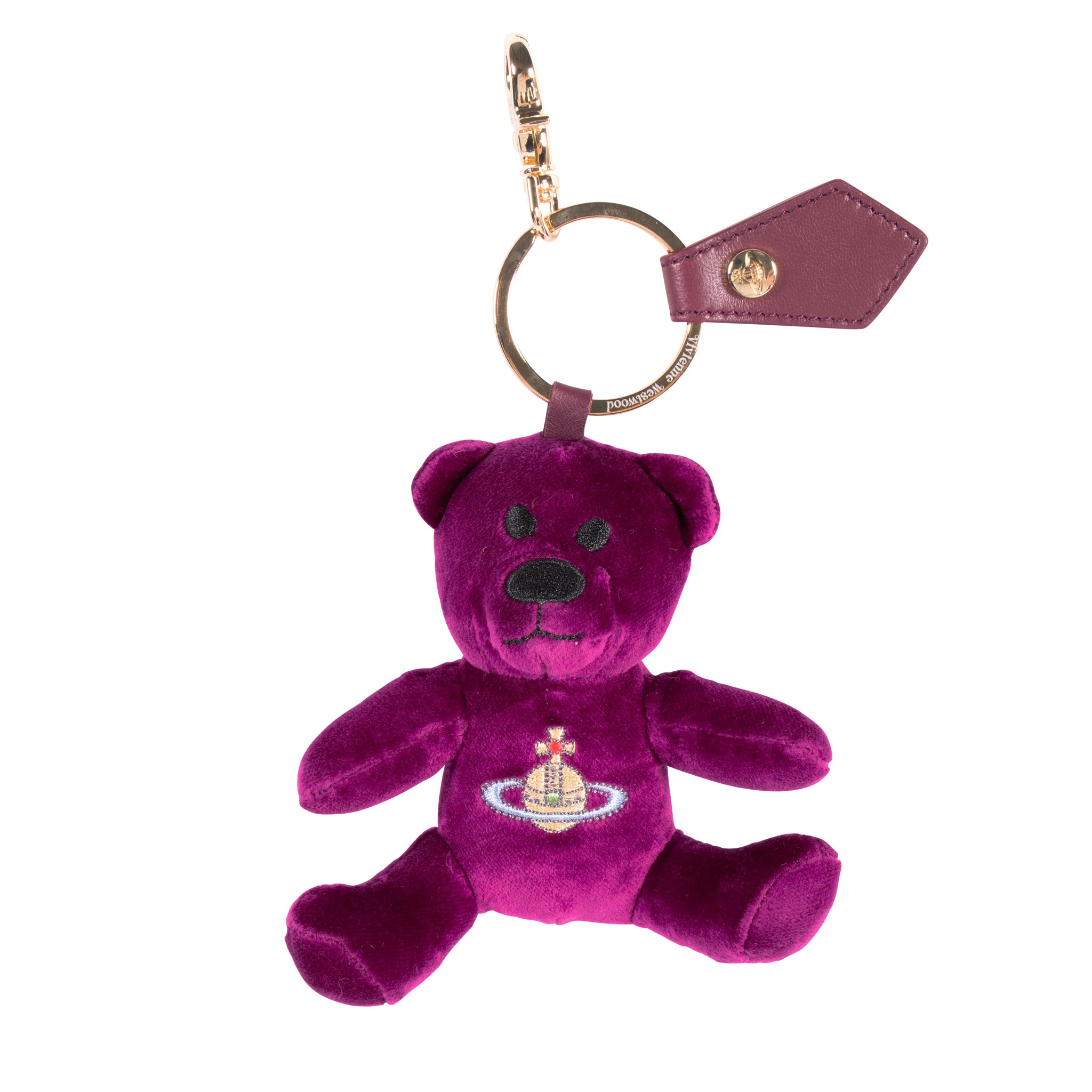 Womens Vivienne Westwood Purple Velvet Teddy Bear Keyring