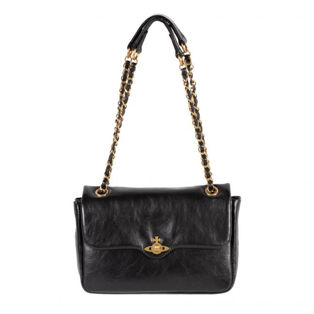 Womens Black Anita Chain Leather Shoulder Bag