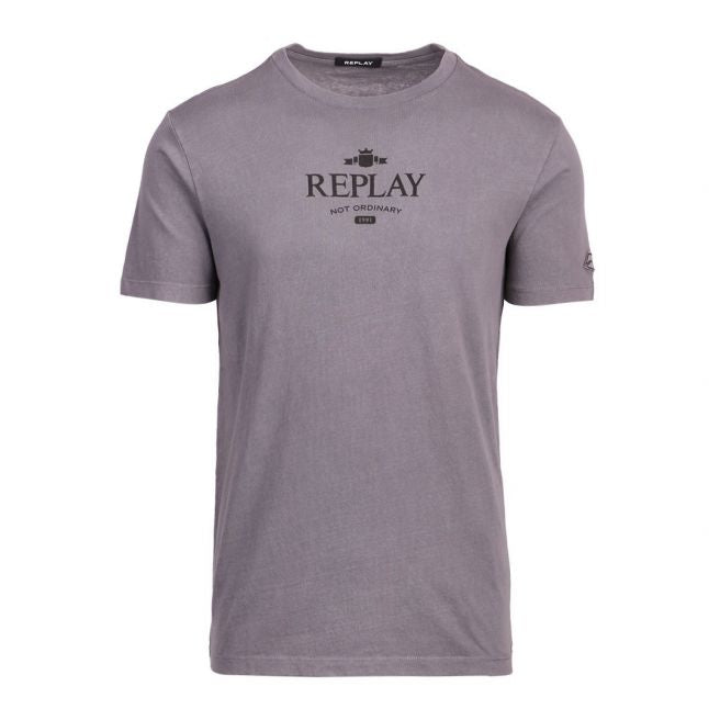 Mens Smoke Grey Centre Logo S/s T Shirt