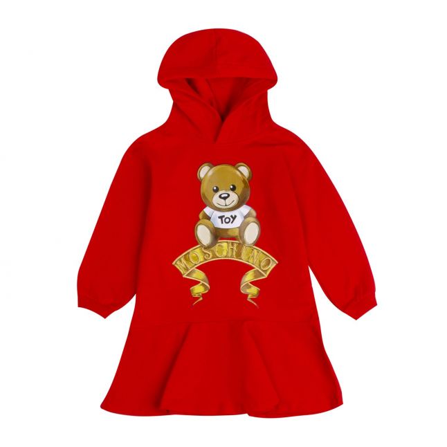 Moschino Girls Poppy Red Fancy Toy Hooded Dress