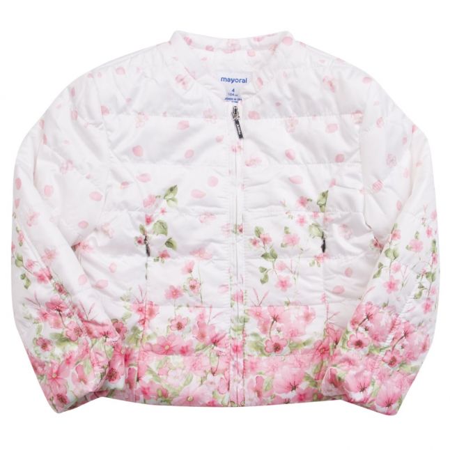 Girls Rose Floral Print Puffer Jacket