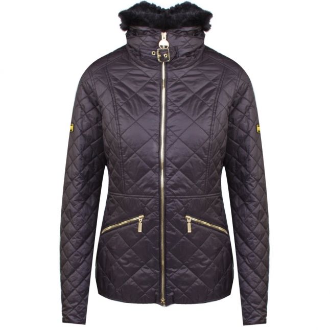 Womens Black Corner Quilted Jacket