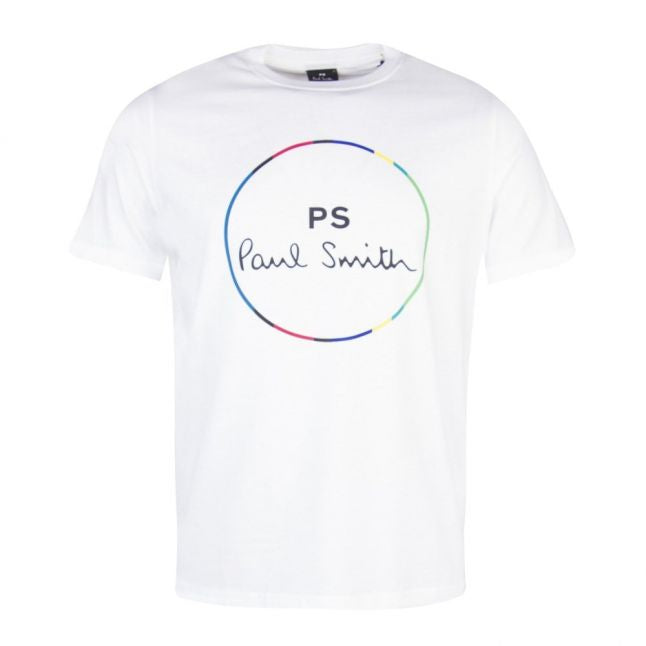 Mens White Circle Logo Reg Fit S/s T Shirt