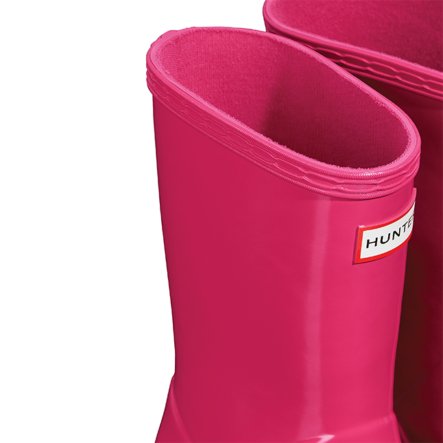 Kids Bright Pink First Gloss Wellington Boots (4-8)