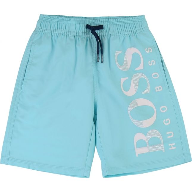 Boys Turquoise Branded Swim Shorts