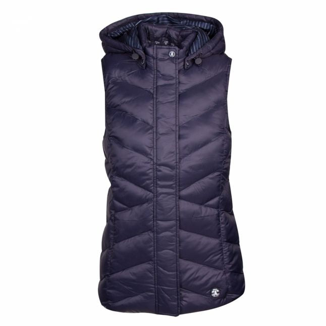 Womens Navy Seaward Quilted Hooded Gilet