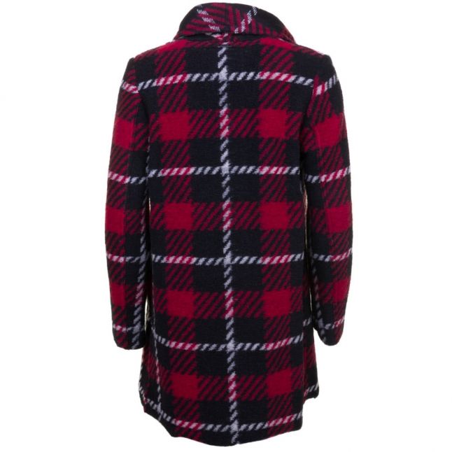 Womens Red Tartan Fringed Coat