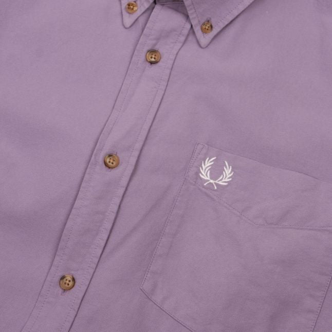 Mens Dark Lavender Overdyed L/s Shirt