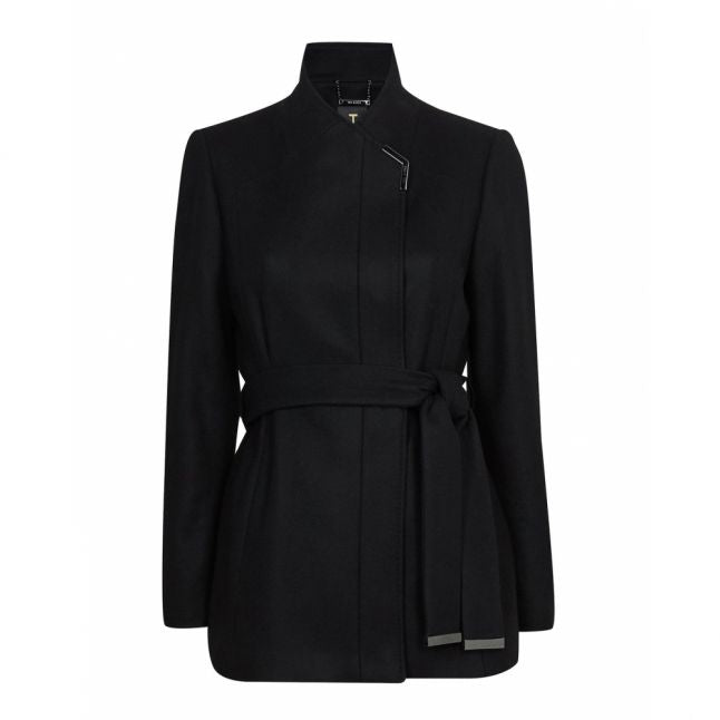 Womens Black Drytaa Short Wool Coat