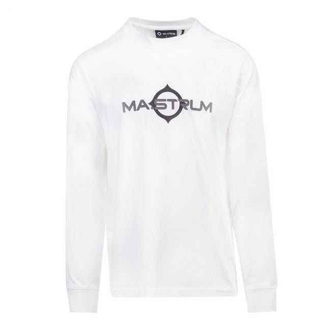 Mens Optic White Logo Print L/s T Shirt