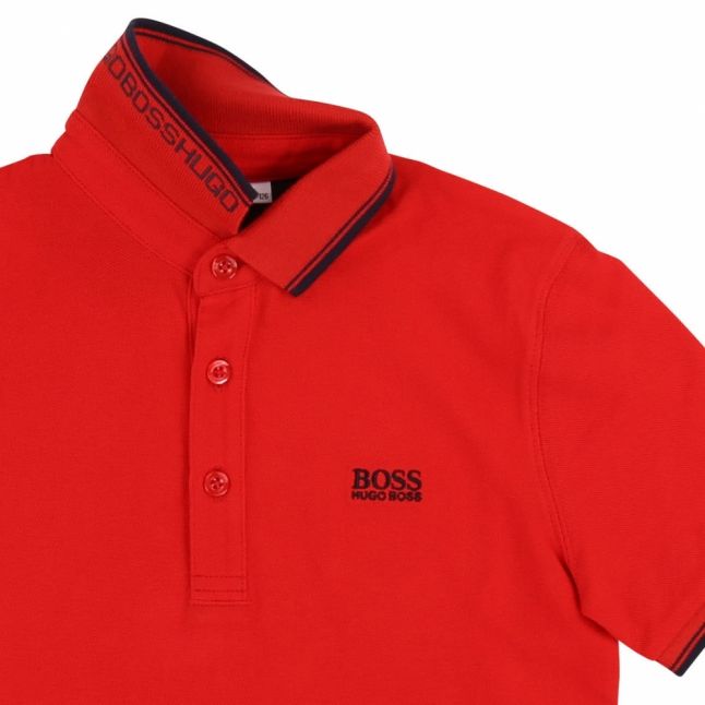 Boys Red Tipped S/s Polo Shirt