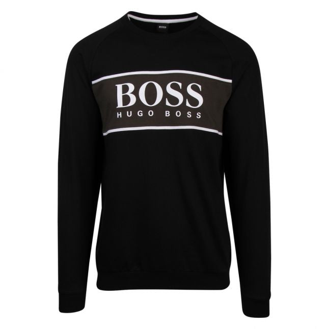 Mens Black/Khaki Authentic Block Logo Crew Sweat Top