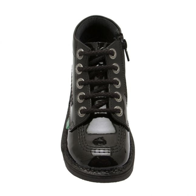 Junior Black Patent Kick Hi Zip Boots (12.5-2.5)