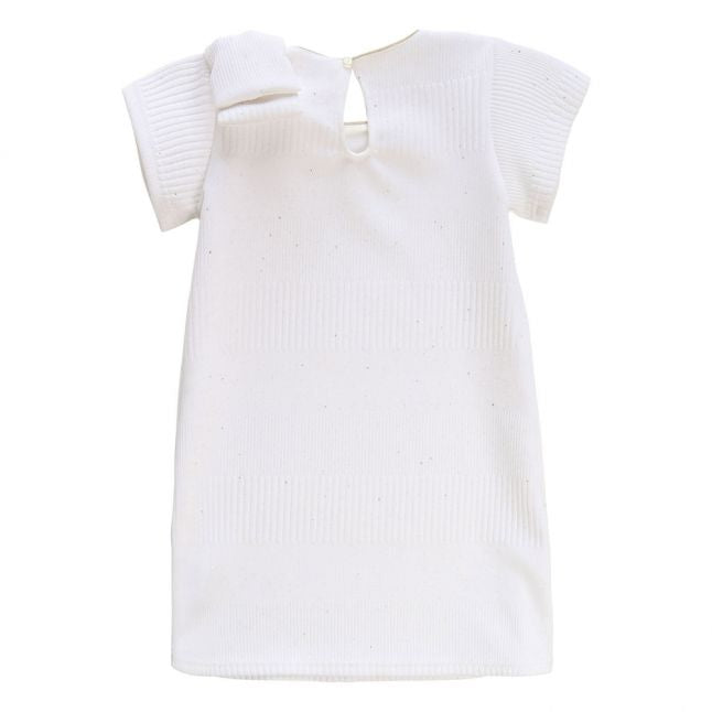 Girls White Ponte Bow Dress