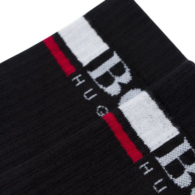 Mens Black QS Rib Logo Sports Socks