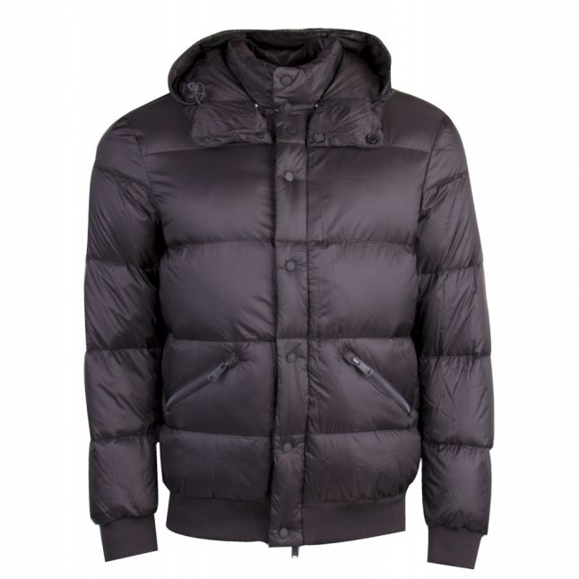 Mens Black Nylon Hooded Puffer Jacket