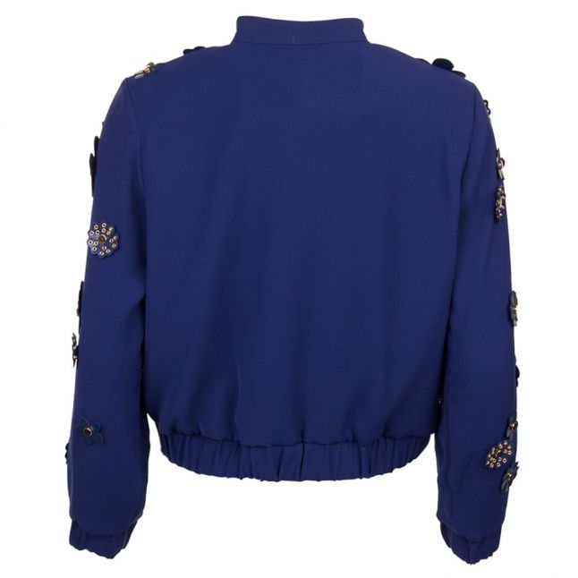 Womens True Navy Flower Bomber Jacket